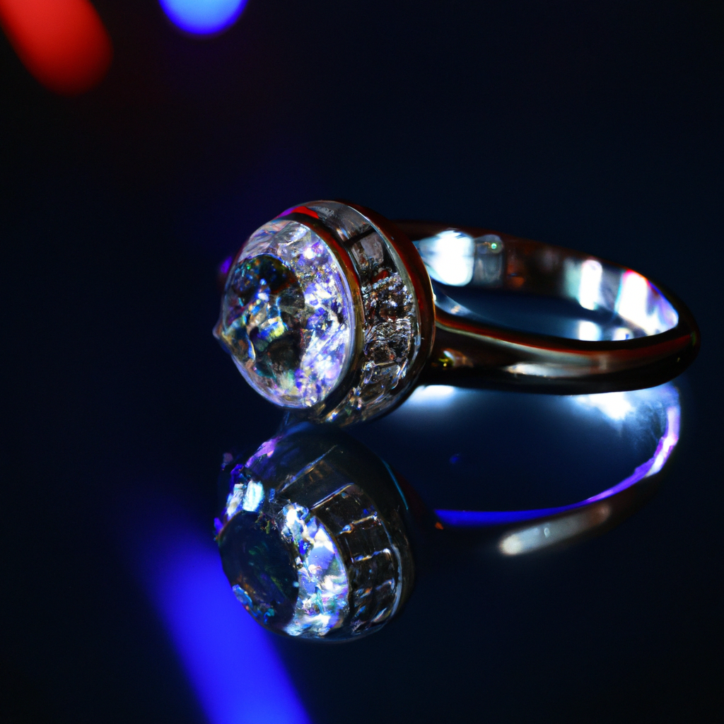 Joyería macro con destellos controlados en fondo oscuro