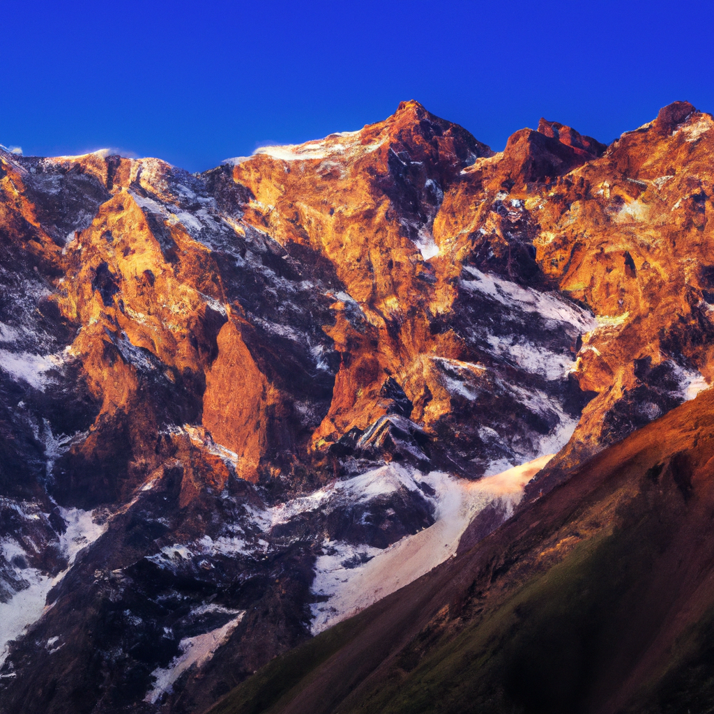 Amanecer en los Andes chilenos con luz dorada y cordillera minimalista a gran detalle