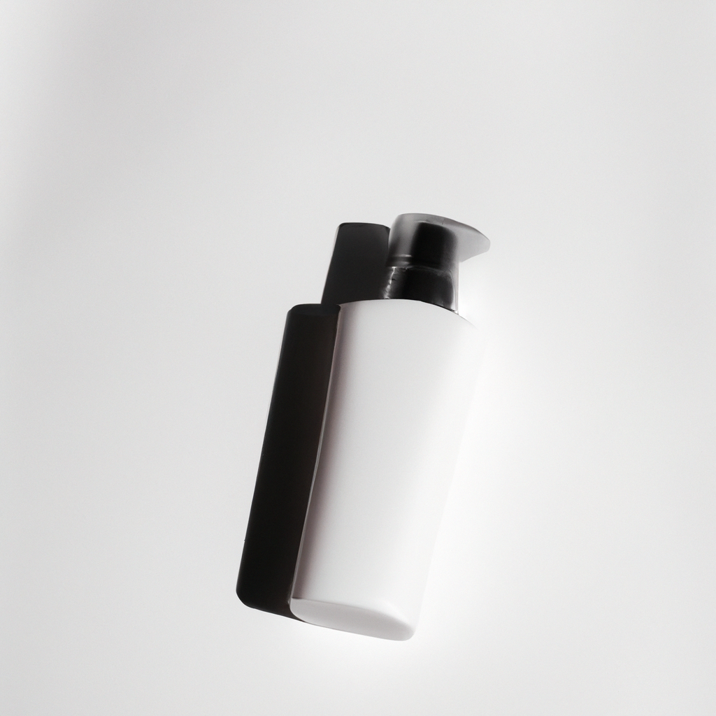 Producto cosmético en fondo blanco con sombras suaves